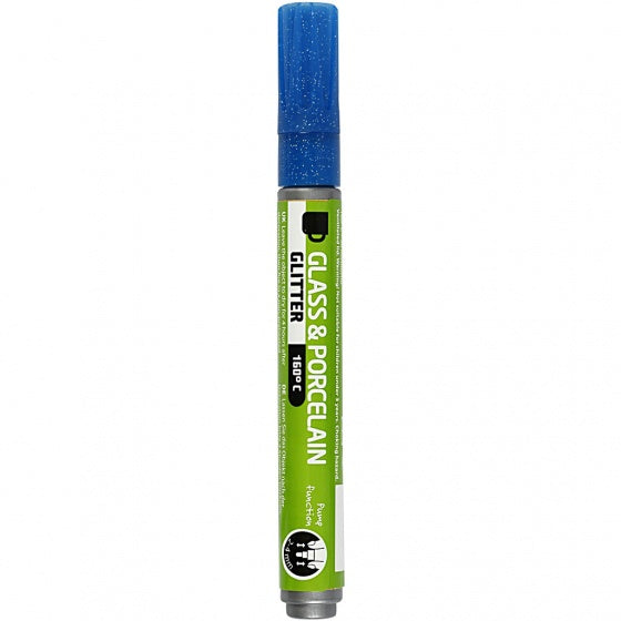 Glas- en Porseleinstift Glitter Semi-Dekkend - Blauw