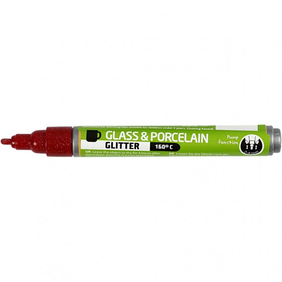 Glas- en Porseleinstift Glitter Semi-Dekkend - Donkerrood
