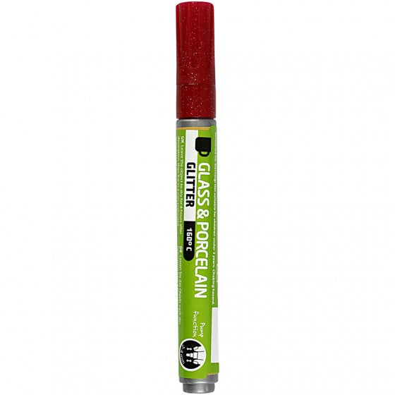 Glas- en Porseleinstift Glitter Semi-Dekkend - Donkerrood