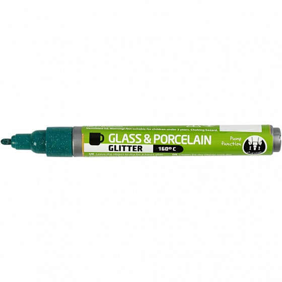 Glas- en Porseleinstift Glitter Semi-Dekkend - Donkergroen