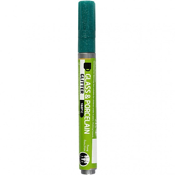 Glas- en Porseleinstift Glitter Semi-Dekkend - Donkergroen