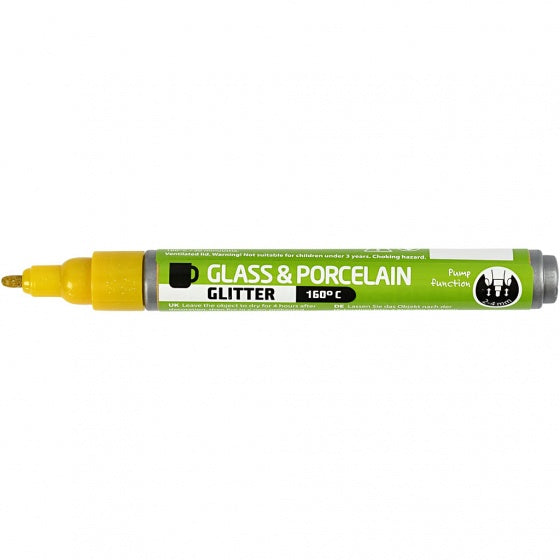 Glas- en Porseleinstift Glitter Semi-Dekkend - Geel