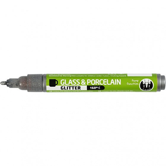 Glas- en Porseleinstift Glitter Semi-Dekkend - Grijs