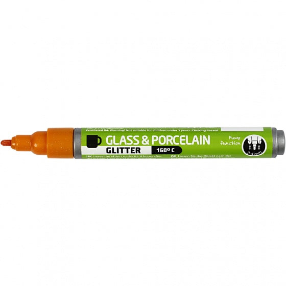 Glas- en Porseleinstift Glitter Semi-Dekkend - Oranje