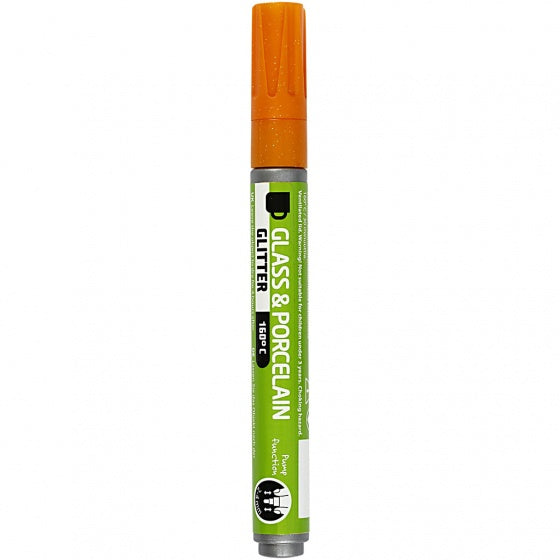 Glas- en Porseleinstift Glitter Semi-Dekkend - Oranje
