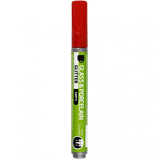 Glas- en Porseleinstift Glitter Semi-Dekkend - Rood