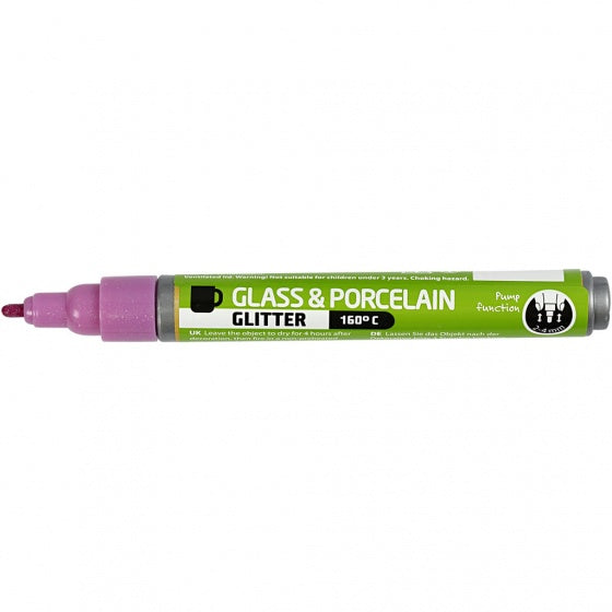 Glas- en Porseleinstift Glitter Semi-Dekkend - Roze