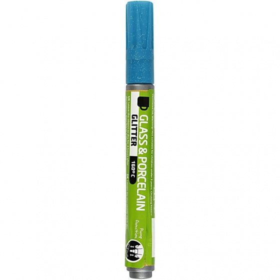 Glas- en Porseleinstift Glitter Semi-Dekkend - Turquoise