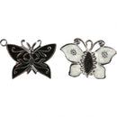 vlinderbedels 20 x 26 mm 4 stuks zwart/wit