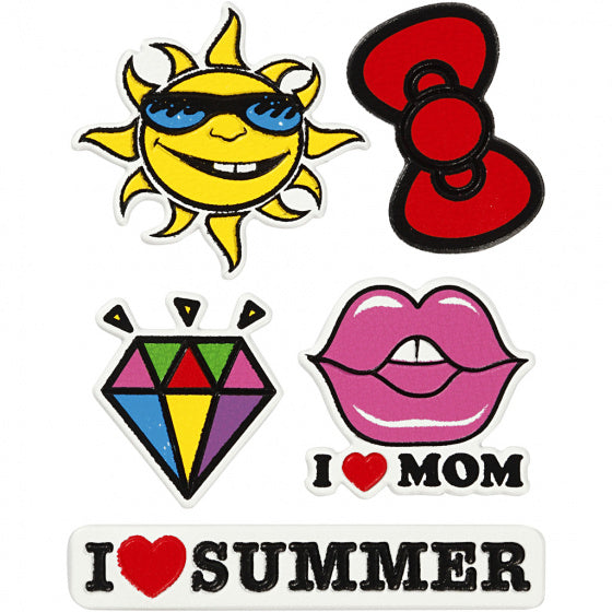 zachte stickers 'I Love Mom' 5 stuks