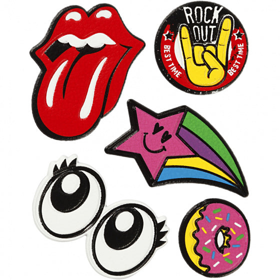 zachte stickers 'Rock Out' 5 stuks