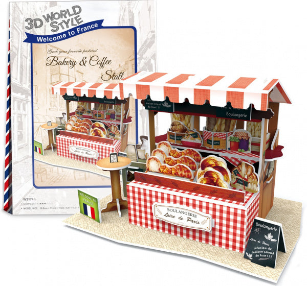 3D puzzel Bakery and Caffee Stall France 32 stukjes