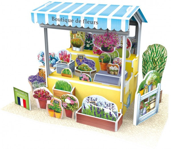 3D puzzel Flower Stall France 16,5 cm foam 37 stukjes