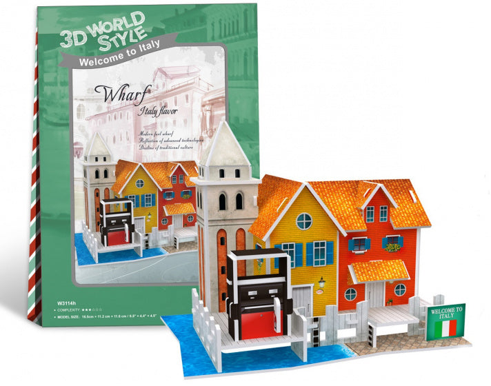 3D puzzel Wharf Italy 16,5 x 11,6 cm foam 19 stukjes