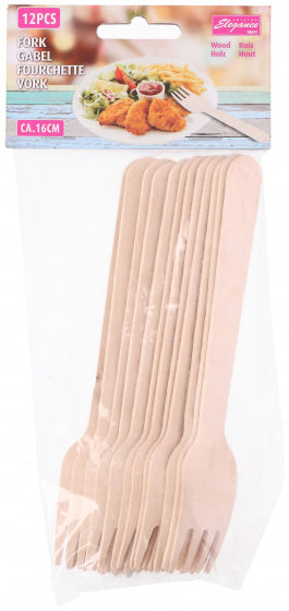 Cuisine Elegance Houten Vorken 16 cm 12 Stuks
