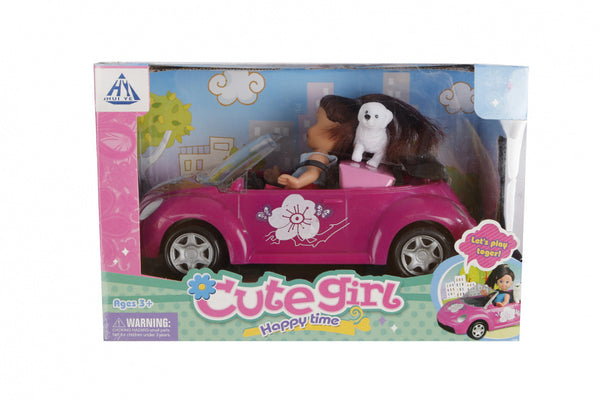 Auto 21cm met Cute Girl 10cm en hondje