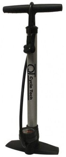 fietspomp met manometer Navarra staal grijs