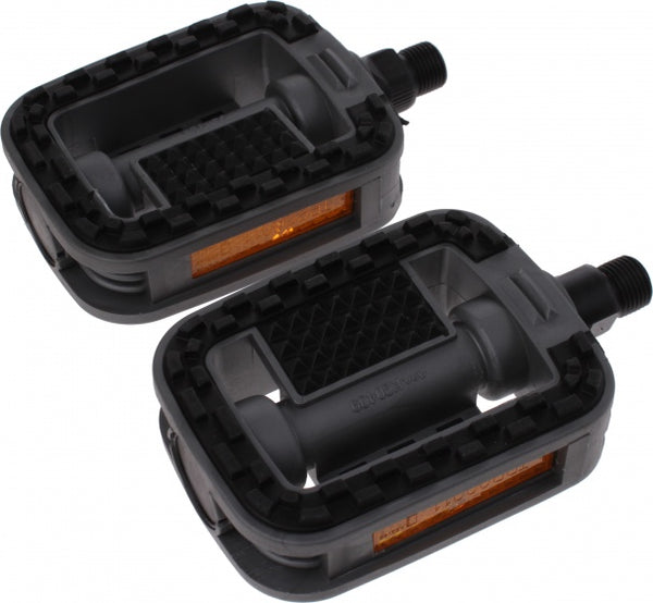 platformpedalen set 9/16 inch stadsfiets zwart/grijs