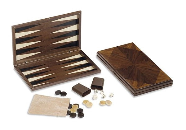 backgammon 44 x 25 x 5 cm hout bruin 9-delig