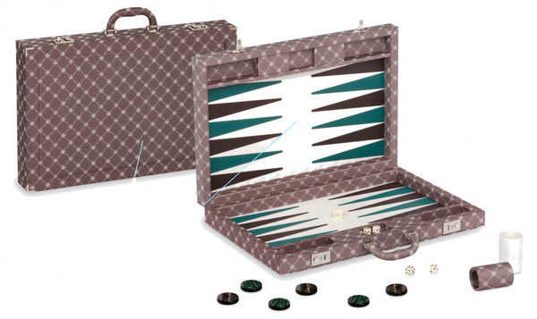 backgammon Valigia 54,4 x 36 cm hout bruin/groen