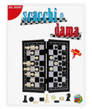 schaak- en dambord opvouwbaar hout/staal 3-delig