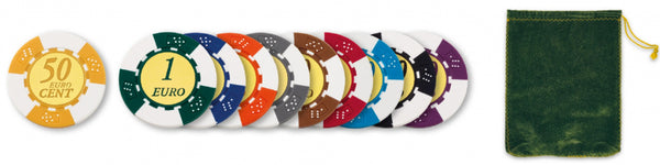 pokerchips verschillende waarden 14,5 gram 101-delig