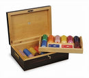 pokerset met chiphouder 35 x 25 x 12,5 cm hout bruin