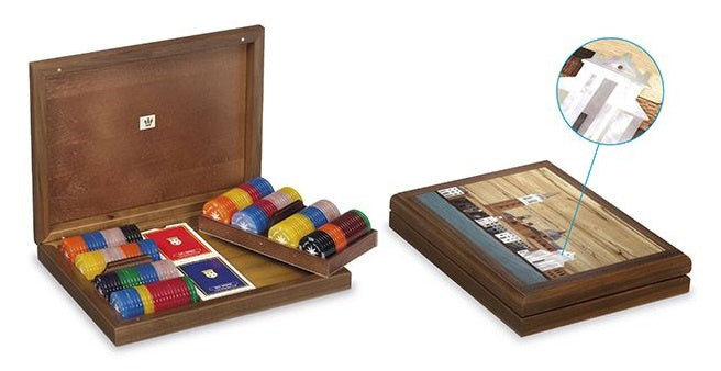pokerset Venetië 29,5 x 23 x 5,5 cm hout bruin