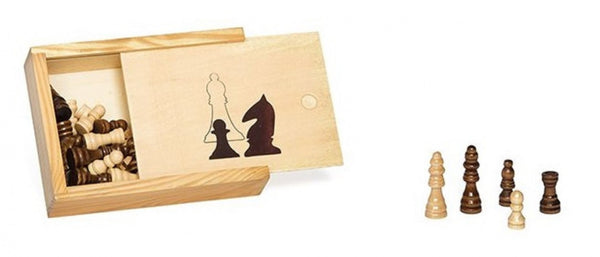 schaakstukken 76 mm hout blank/bruin 33-delig
