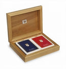 speelkaarten met houder hout bruin 3-delig