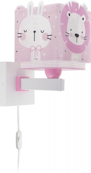 wandlamp Baby Jungle 13,5 x 20 x 24 cm 60W roze/wit