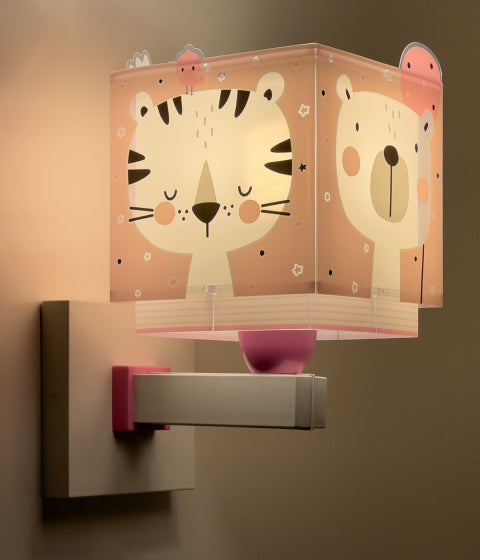 wandlamp Baby Jungle 13,5 x 20 x 24 cm 60W roze/wit