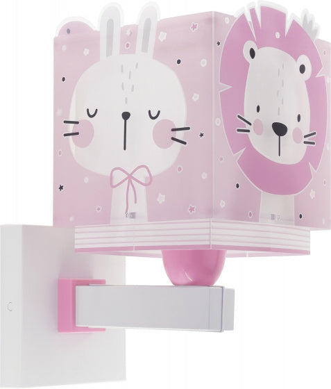 wandlamp Baby Jungle 13,5 x 20 x 24 cm 60W roze/wit