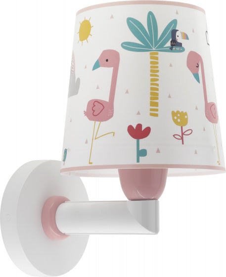 wandlamp Flamingo 15 x 20 x 24 cm E27 60W wit/roze