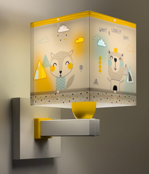 wandlamp Hello Little 13,5 x 20 x 24 cm E27 geel/wit