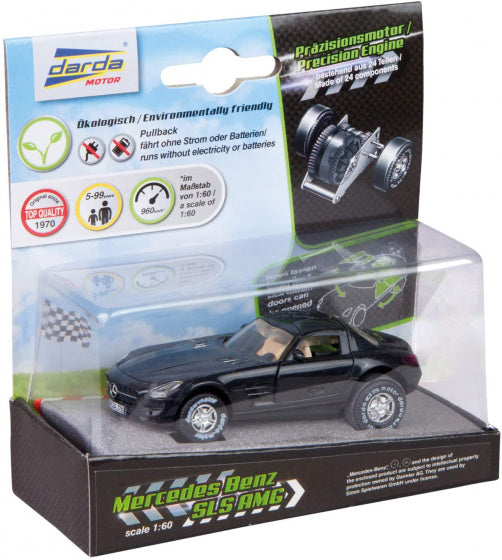 speelgoedauto Mercedes-Benz SLS AMG pull-back zwart