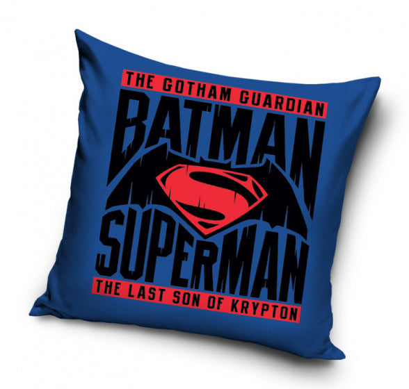 kussen Batman vs Superman 40 x 40 cm katoen blauw