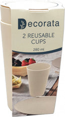 herbruikbare drinkbeker 280 ml beige 2 stuks