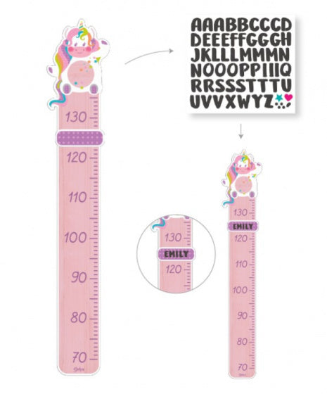 groeimeter eenhoorn meisjes 115 cm hout roze/paars