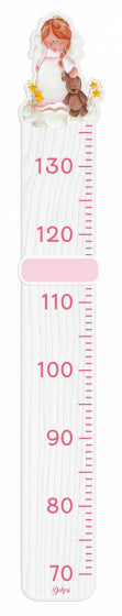 groeimeter prinses meisjes 115 cm hout wit/roze