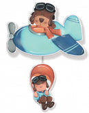 muziekdoos vliegtuig junior 28 x 39 cm blauw hout