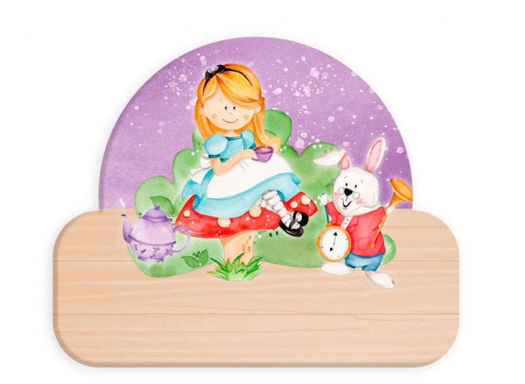 naambord Alice in Wonderland junior 12 x 17 cm hout