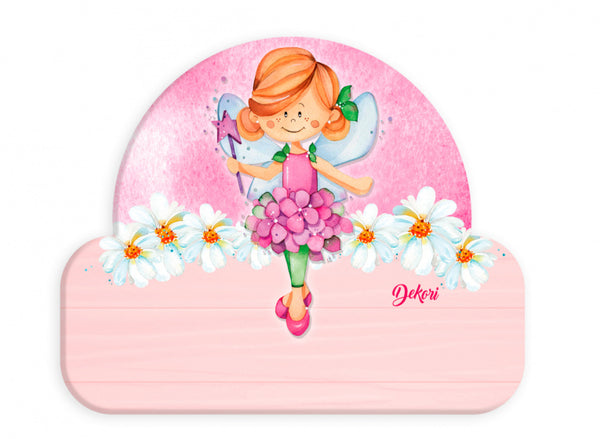 naambord ballerina-fee meisjes 12 x 17 cm hout roze