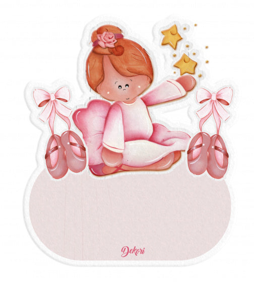 naambord ballerina meisjes 12 x 17 cm hout roze