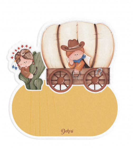naambord cowboy junior 12 x 17 cm hout lichtbruin