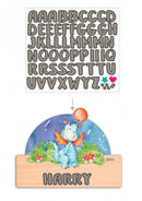 naambord draak junior 25 x 16 cm hout lichtblauw 2-delig