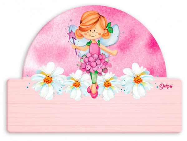 naambord fee 25 x 16 cm hout roze 2-delig