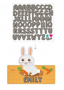 naambord konijn 25 x 16 cm hout grijs/bruin 2-delig