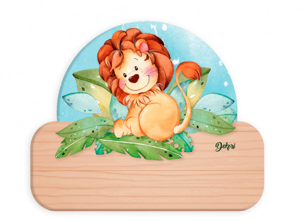naambord leeuw 12 x 17 cm hout bruin/oranje/lichtbruin