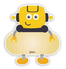naambord robot junior 12 x 17 cm hout geel
